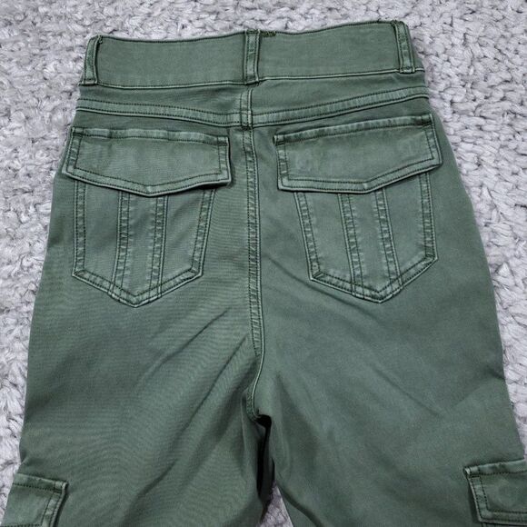 READ Spanx Tall Stretch Twill Ankle Cargo Pant Women's Size XS Green Pull On - Picture 4 of 13